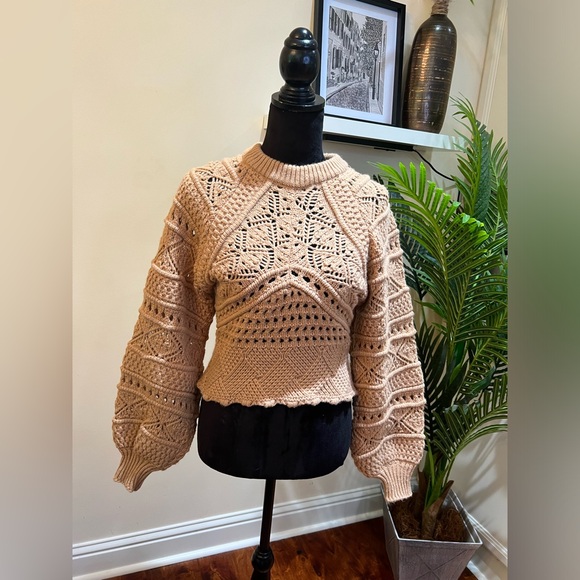ZARA Taupe Brown Wool Blend Knit Sweater Medium - Picture 4 of 10